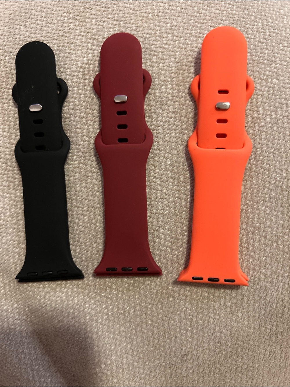 Silicone Replacement Watch Band – Black, Burgundy & Orange